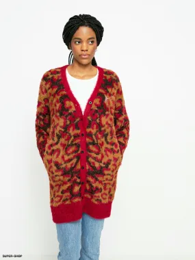 HUF Leopard Knit Duster Sweater Wmn (bloodstone)