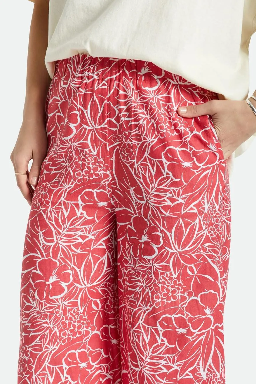 Indo Linen Wide Leg Pant - Aloha Red