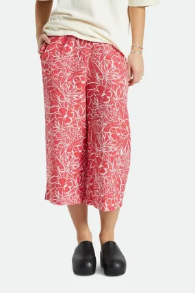 Indo Linen Wide Leg Pant - Aloha Red