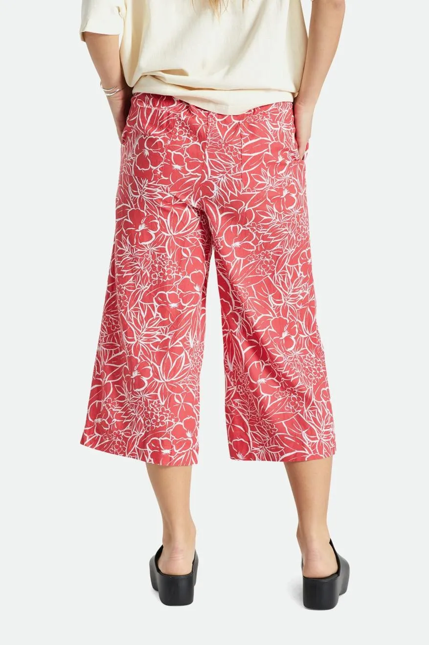 Indo Linen Wide Leg Pant - Aloha Red