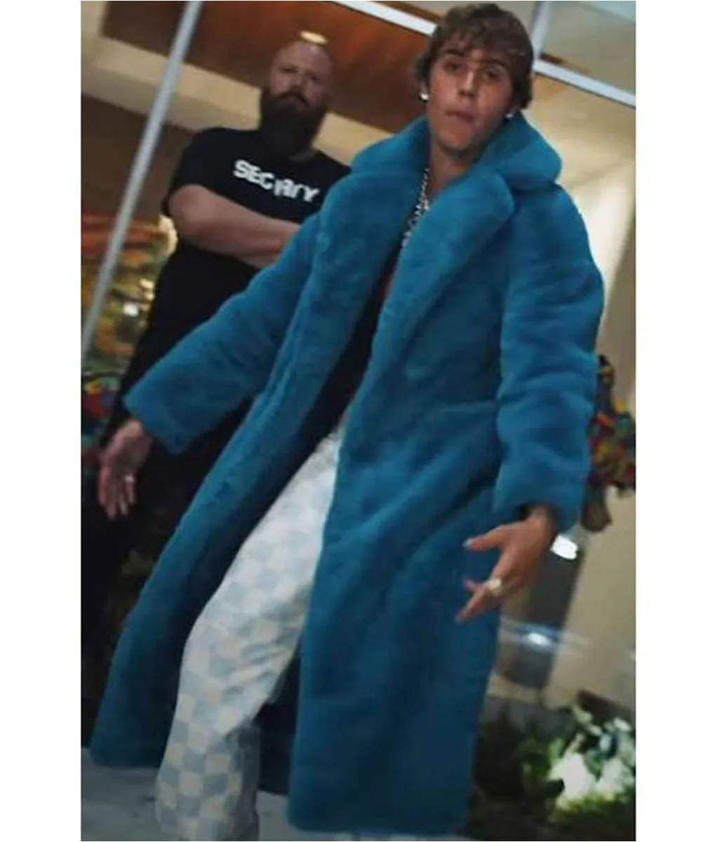 Justin Bieber Blue Fur Coat