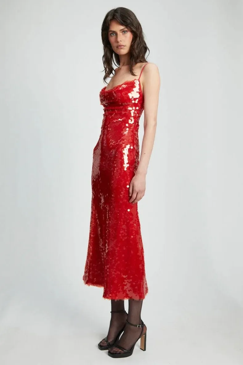 Karina Sequin Maxi Dress - Red