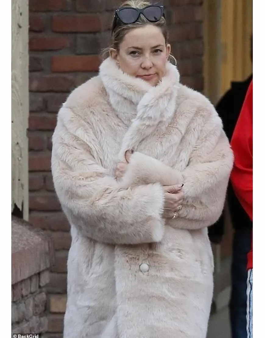 Kate Hudson White Fur Coat | Ujackets.com | 45% OFF