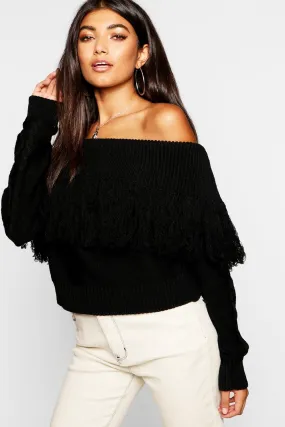 Knitted Off The Shoulder Sweater