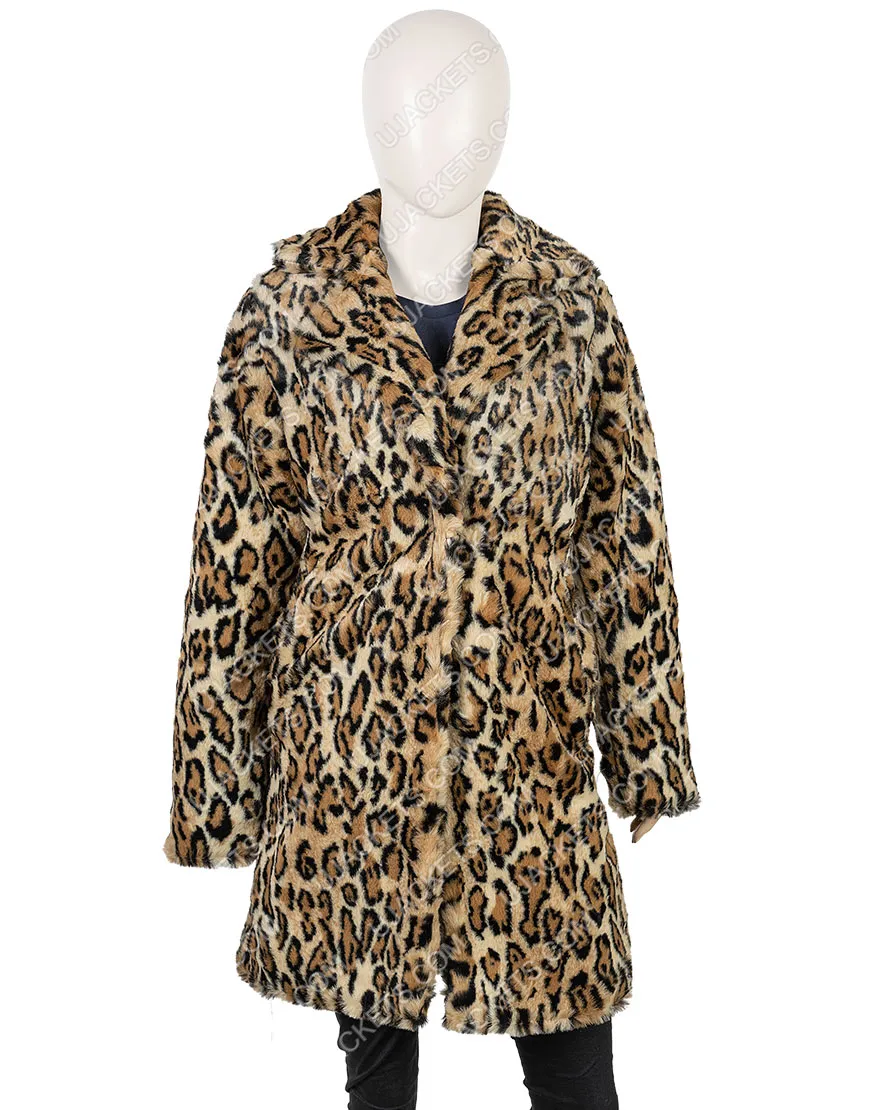 Last Christmas Kate Printed Coat | Emilia Clarke Faux Fur Coat | ujackets