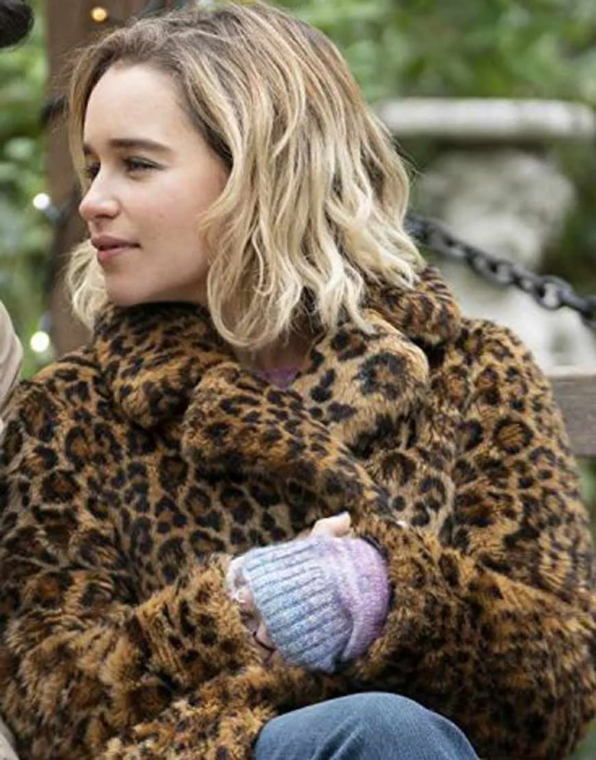 Last Christmas Kate Printed Coat | Emilia Clarke Faux Fur Coat | ujackets