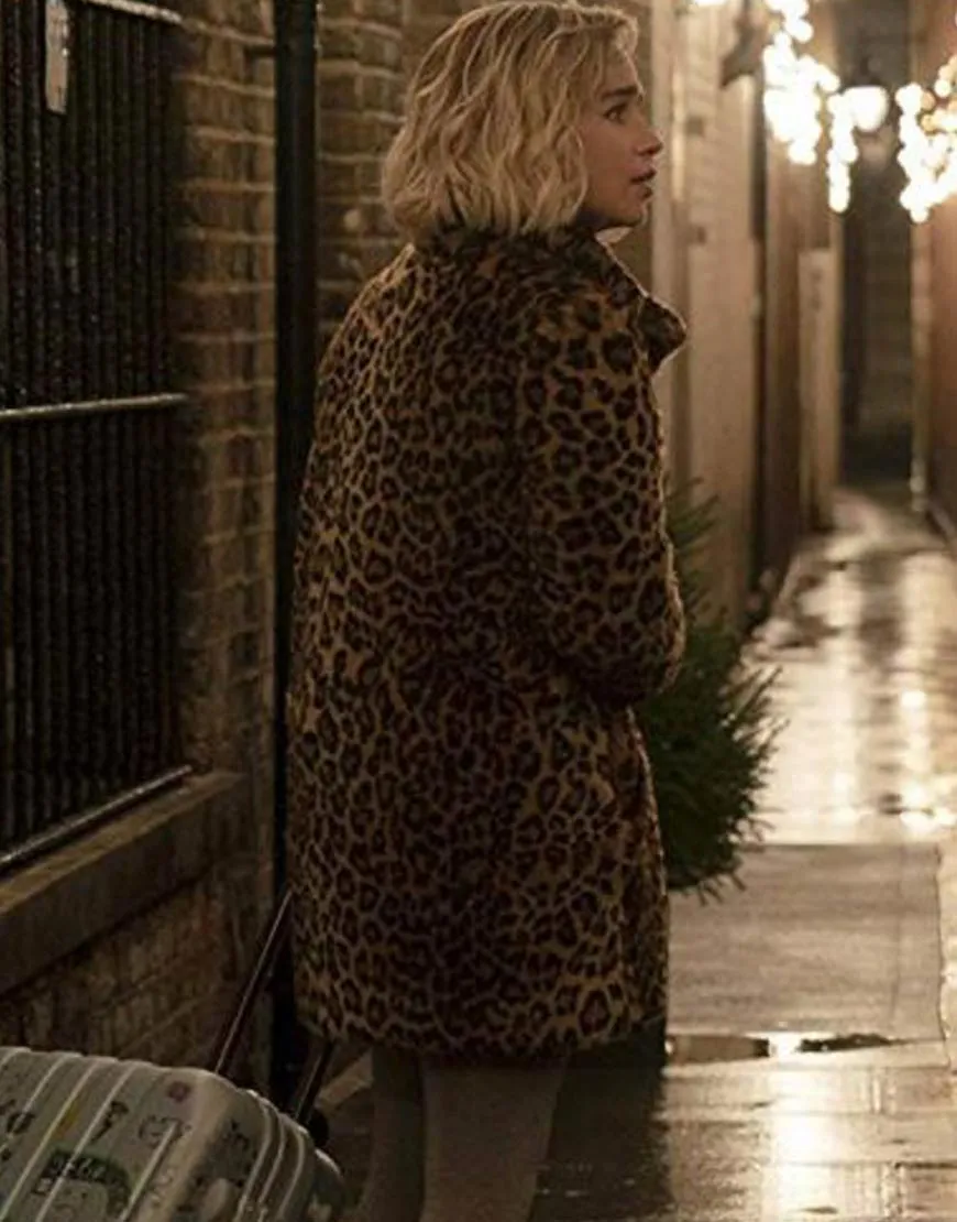 Last Christmas Kate Printed Coat | Emilia Clarke Faux Fur Coat | ujackets