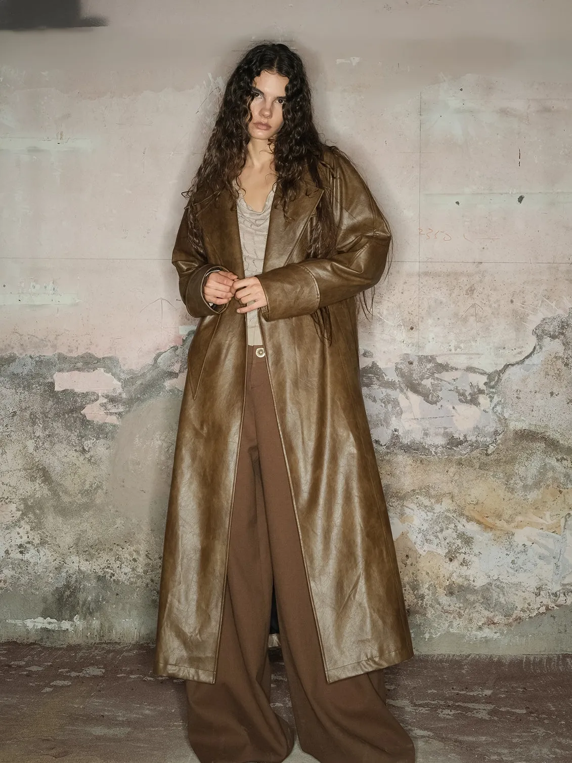 Leather Vintage Nichi Cool Long-Coat