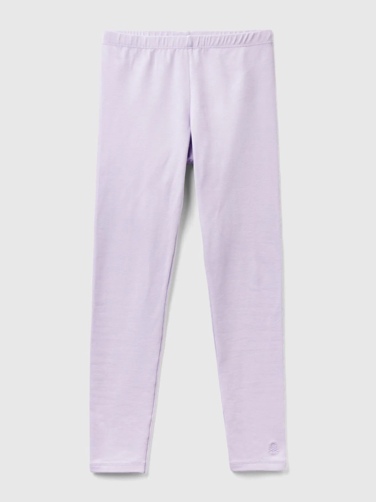 Leggings in stretch cotton with logo - Lilac | Benetton