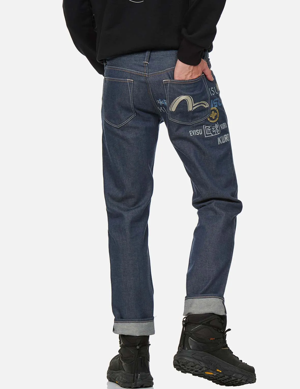 Logo Print and Embroidered Slim Straight fit Jeans #2010