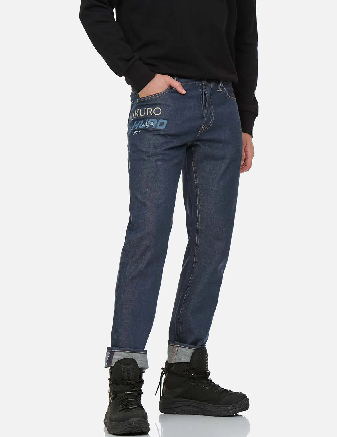 Logo Print and Embroidered Slim Straight fit Jeans #2010