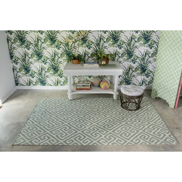 Madcap Cottage Palm Beach Brazilian Avenue Flatweave Rug, Green