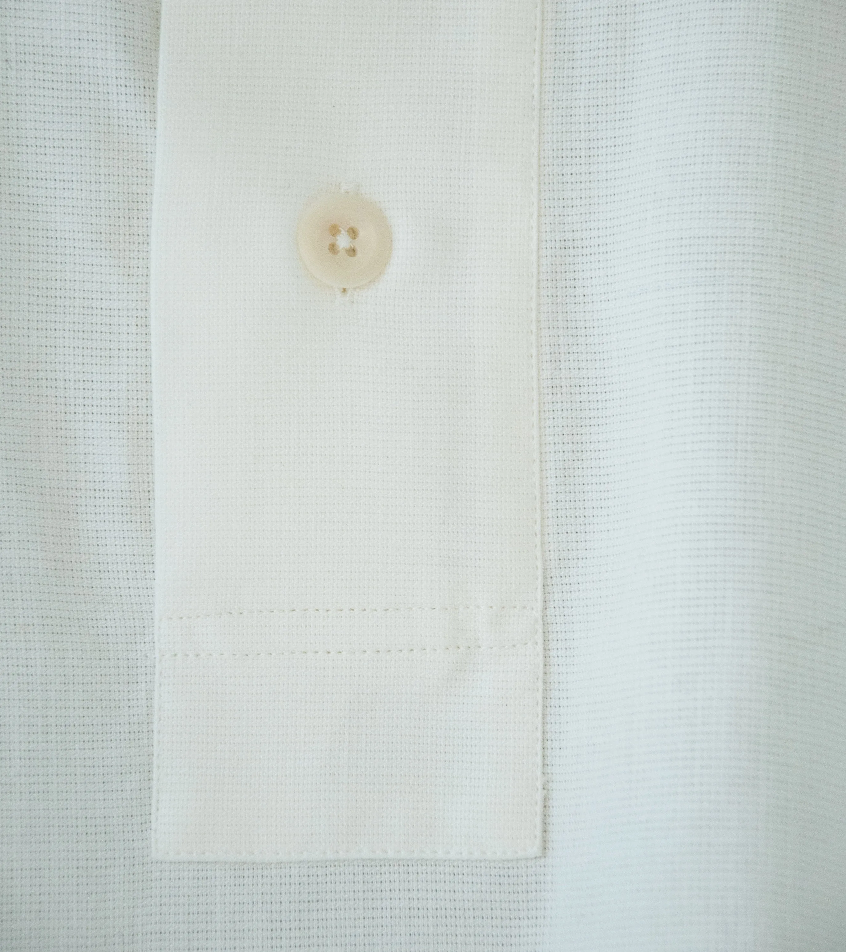 Margaret Howell 'MHL Offset Placket Polo' (White Textured Cotton)