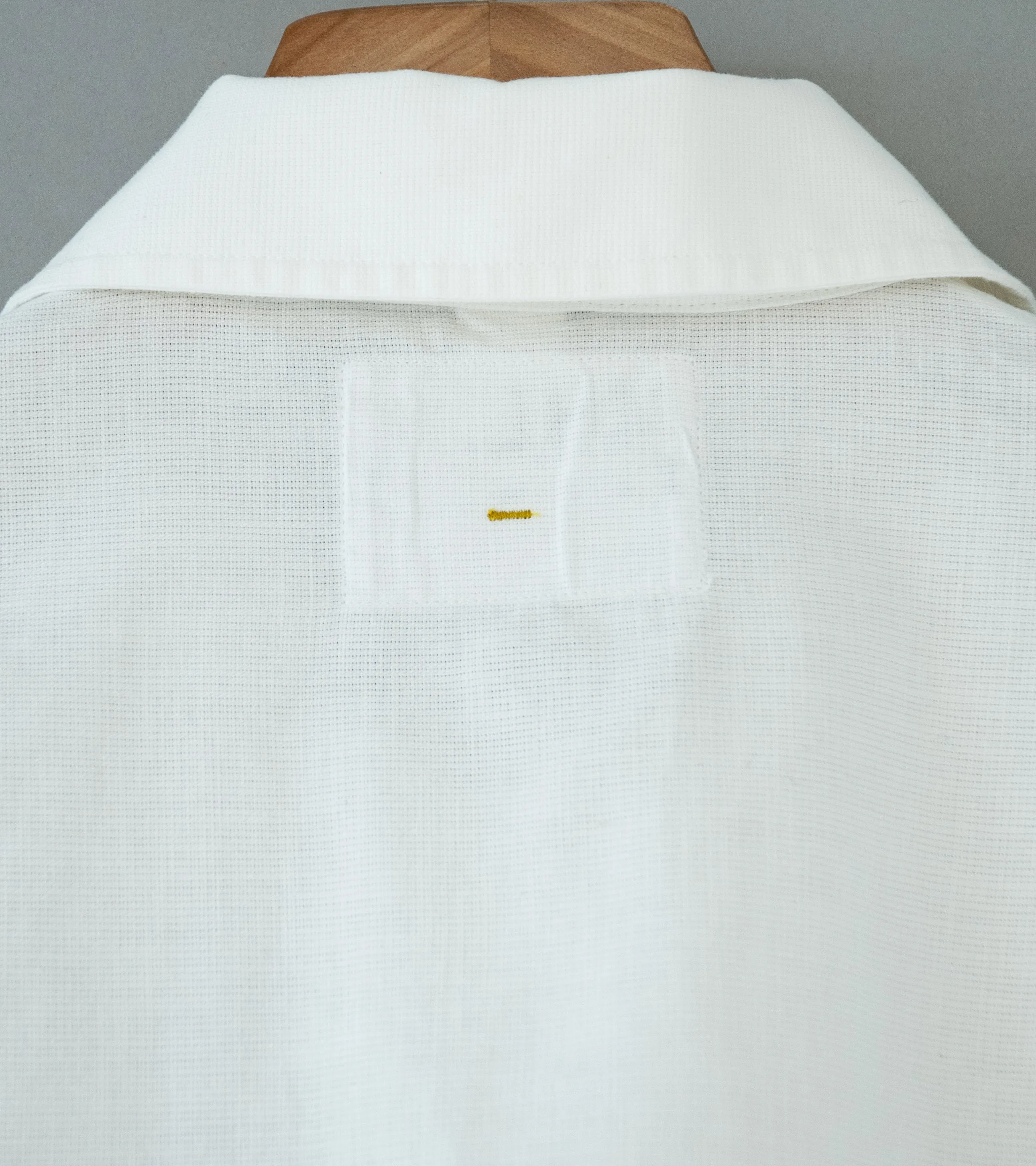 Margaret Howell 'MHL Offset Placket Polo' (White Textured Cotton)