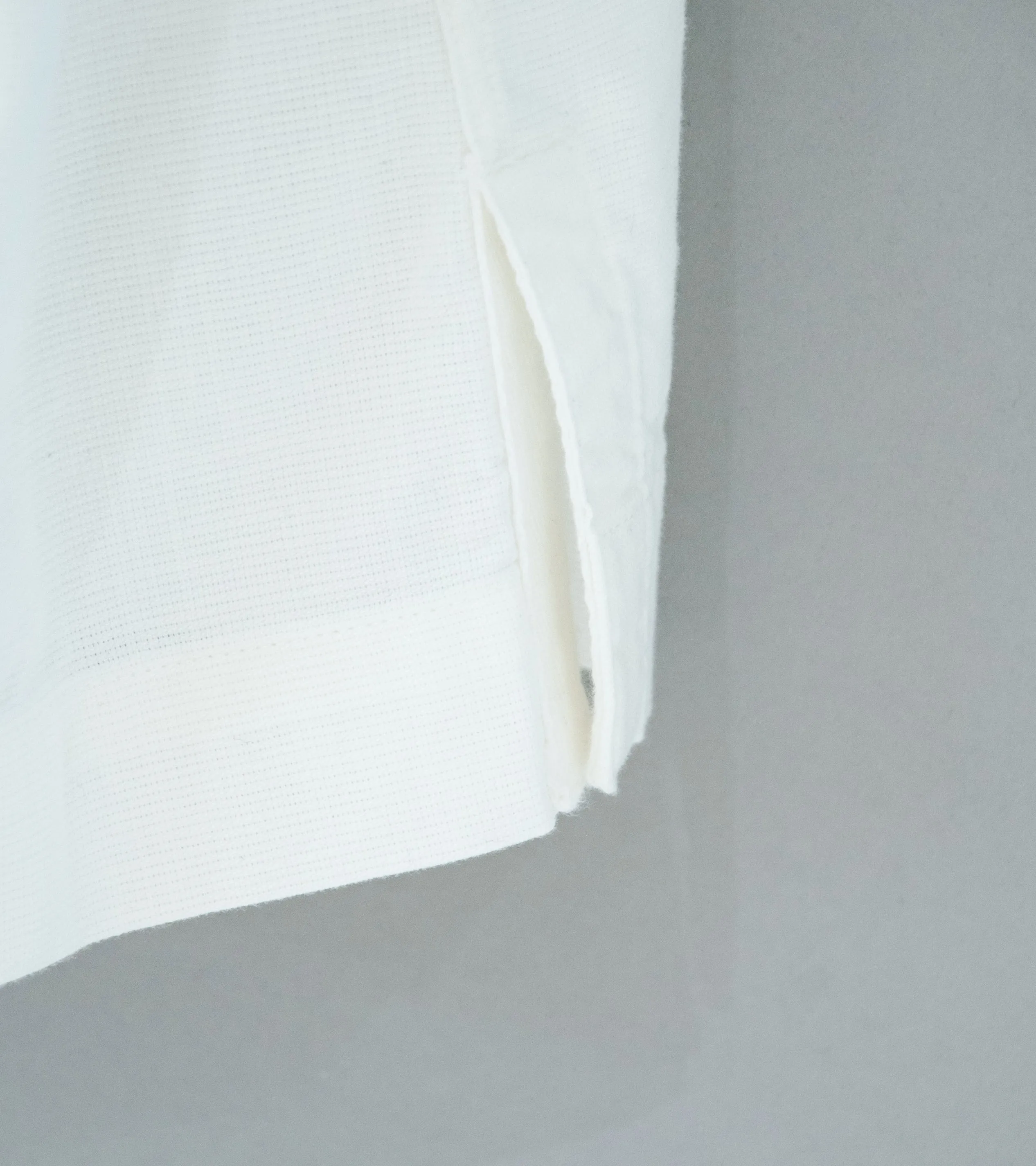 Margaret Howell 'MHL Offset Placket Polo' (White Textured Cotton)