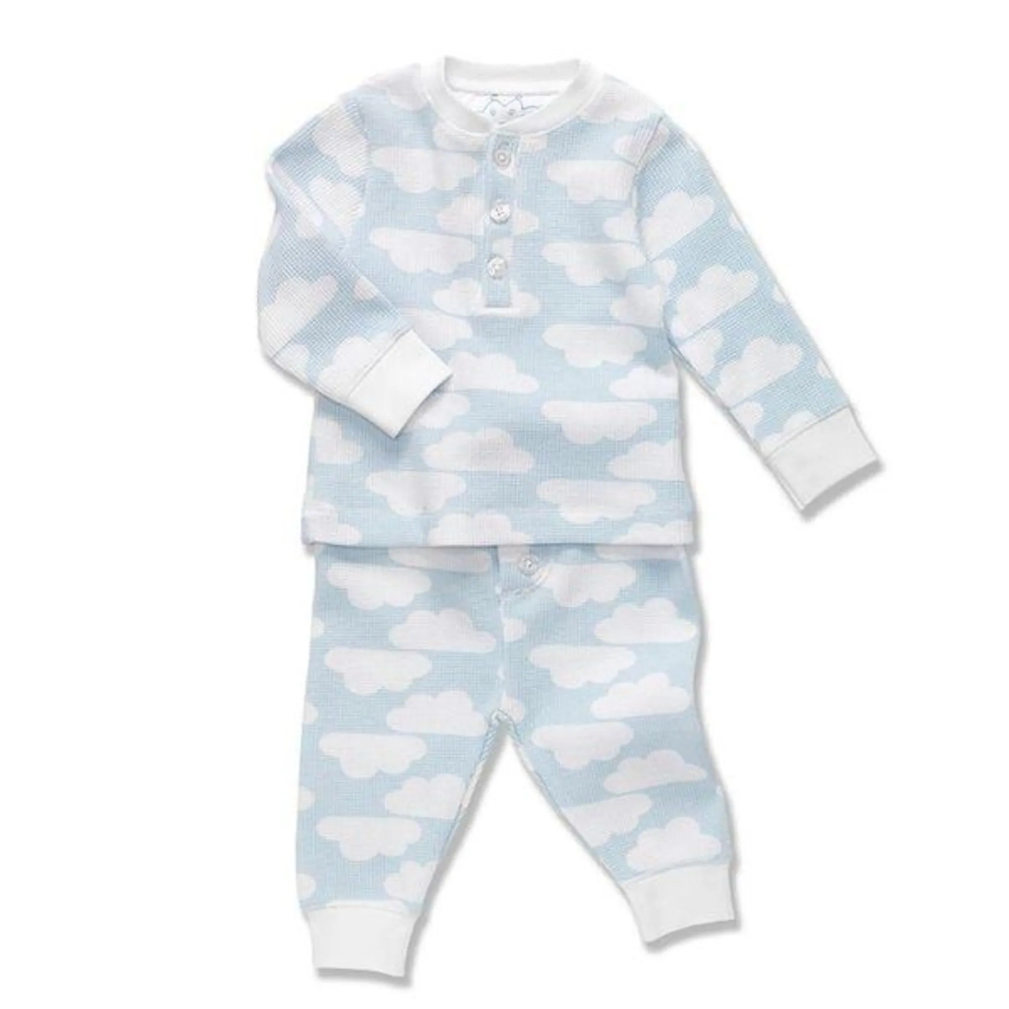 Marie-Chantal Blue Waffle Cloud Print Set