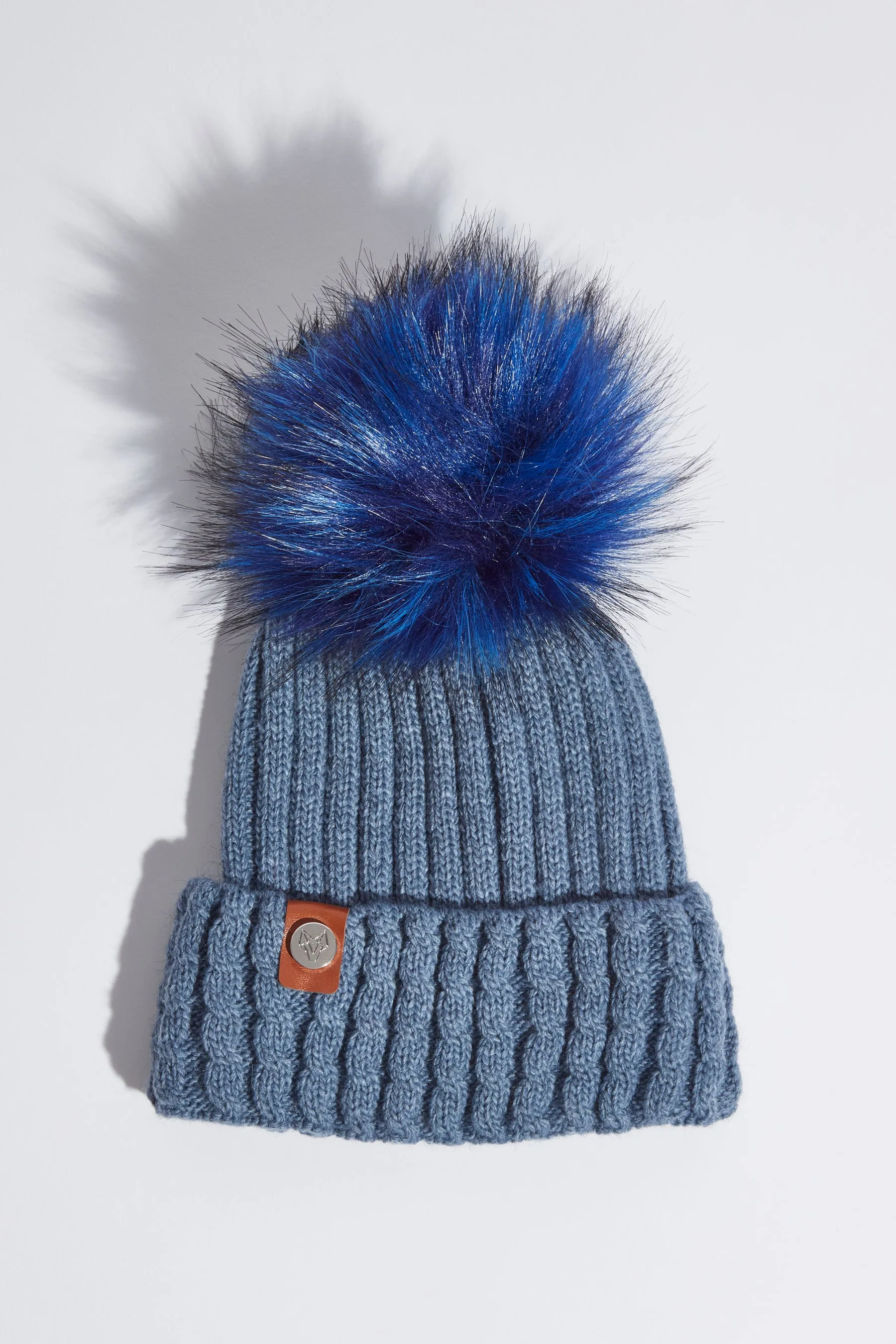 Mens Faux Boston Pom Pom Hat - Denim