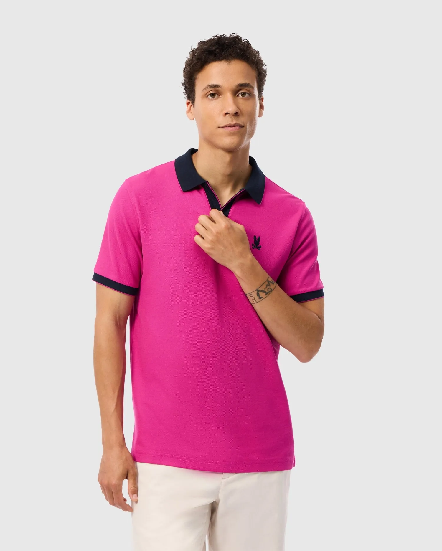 MENS RICHARDS JOHNNY COLLAR PIQUE POLO SHIRT - B6K641C200