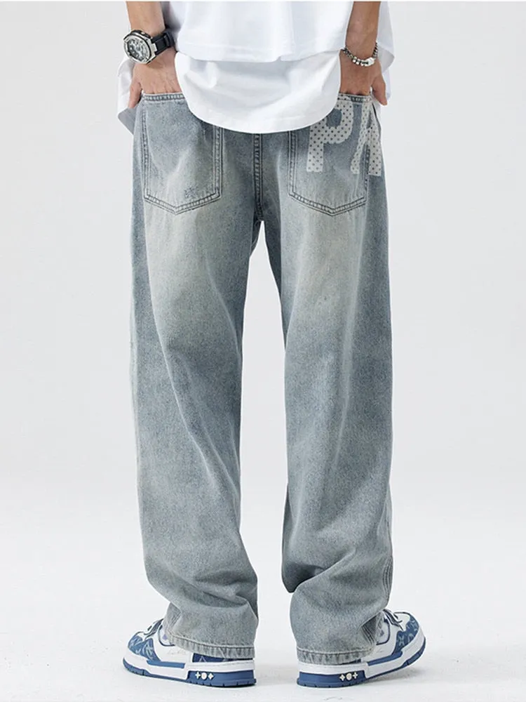 Men's Summer Fashion Micro Span Ripped Straight Loose Jeans Trousers