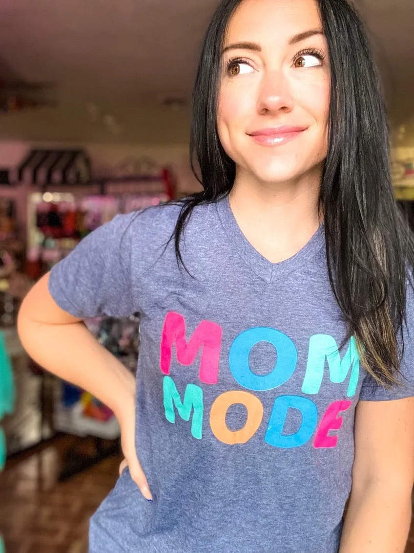 Mom Mode Neon VNeck Tee