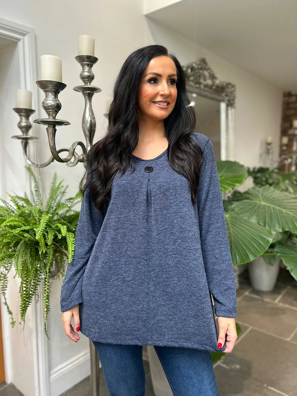 Navy Single Button Knit Freya