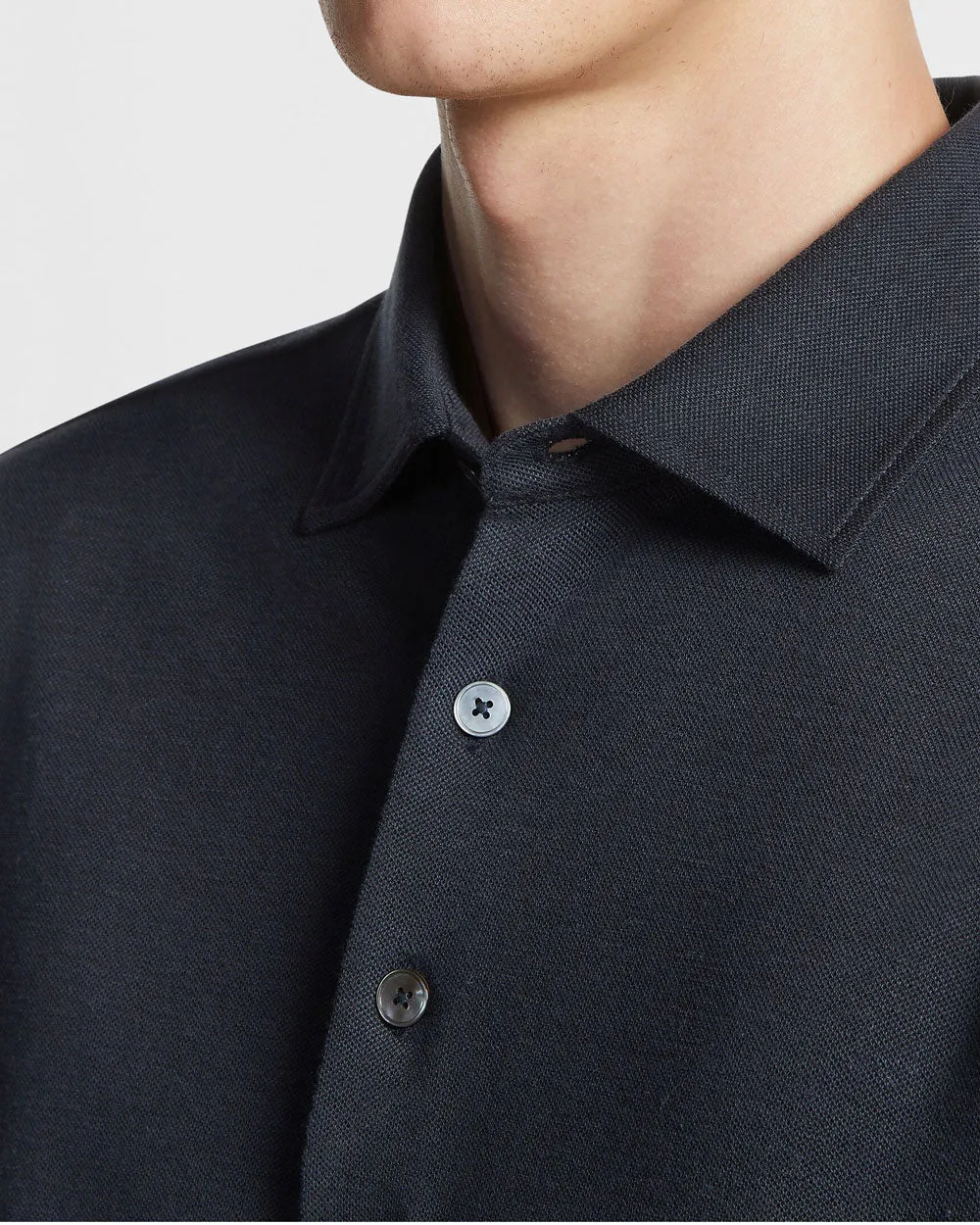 Navy Three Button Polo