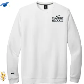 Nike Graduation gift Embroidered crewneck sweatshirt with class of 2024 in Roman numerals,