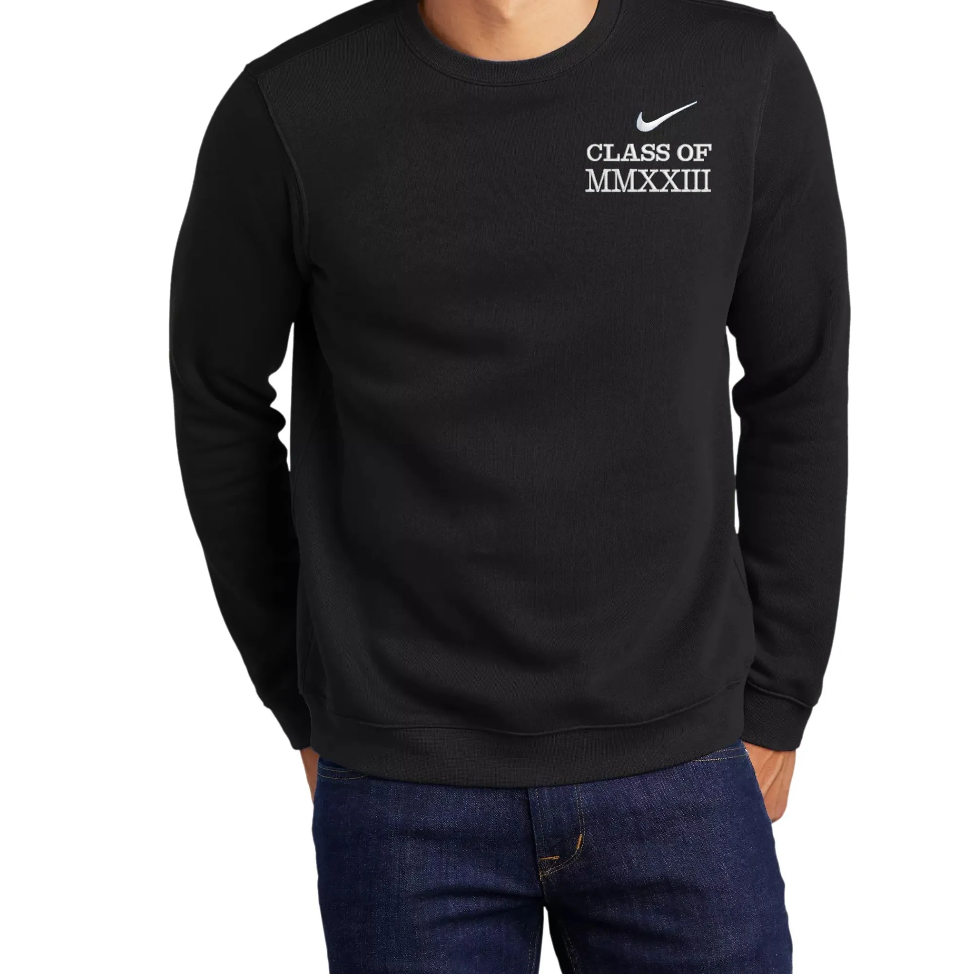 Nike Graduation gift Embroidered crewneck sweatshirt with class of 2024 in Roman numerals,