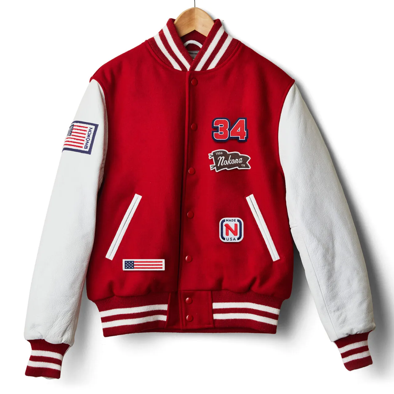 Nokona Varsity Jacket in Red – Personalize Your Patches - Nokona Ballgloves