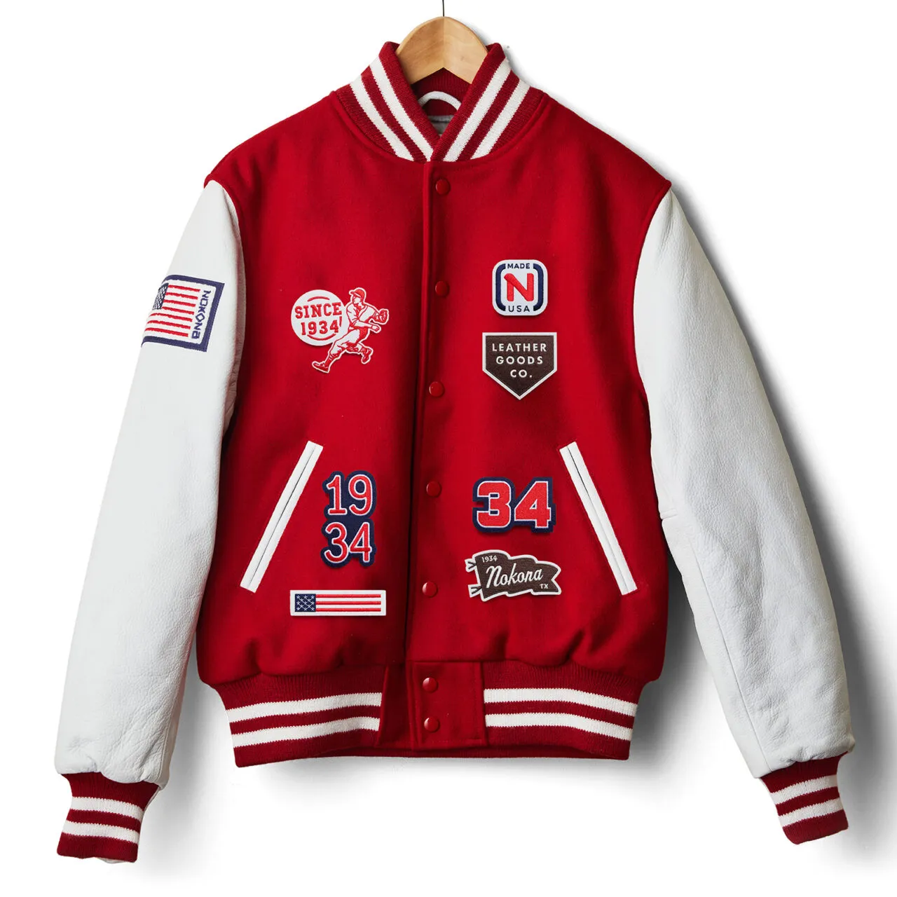 Nokona Varsity Jacket in Red – Personalize Your Patches - Nokona Ballgloves