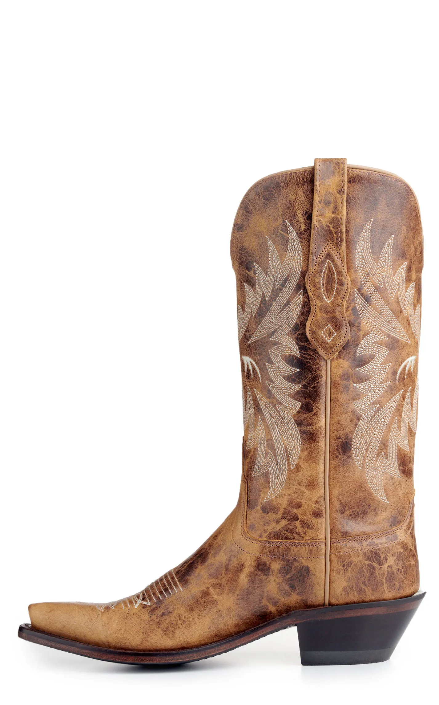 Old West Women's Burnt Tan Snip Toe Cowboy Boots