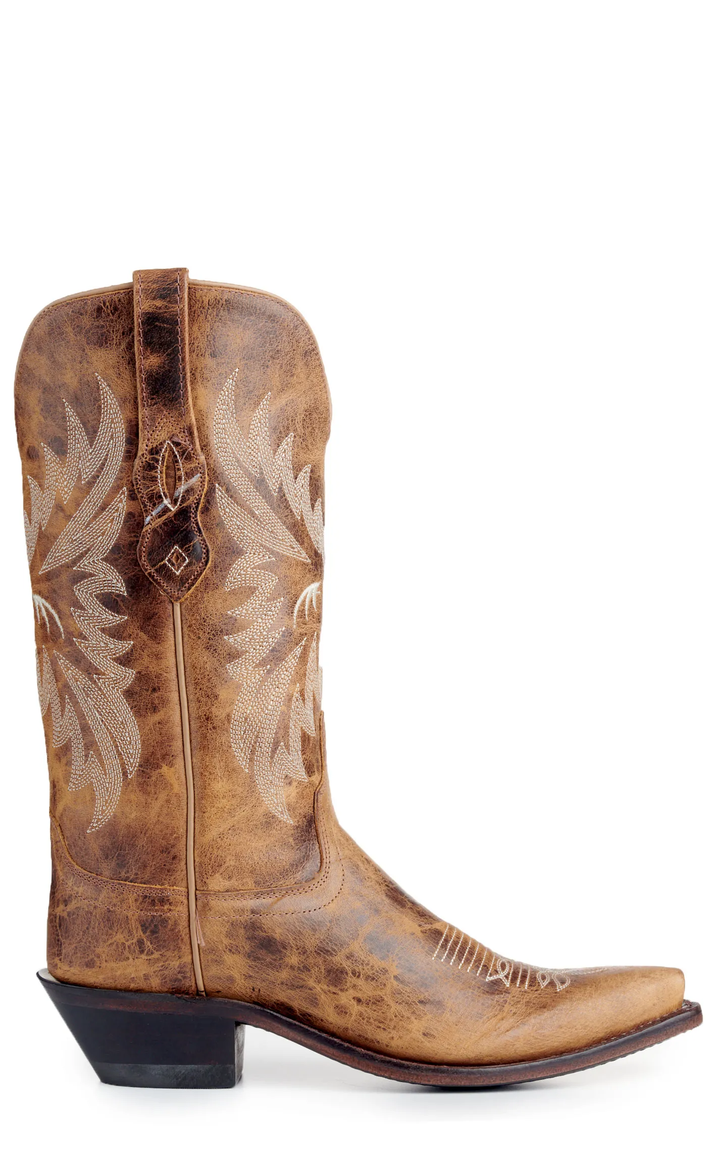 Old West Women's Burnt Tan Snip Toe Cowboy Boots