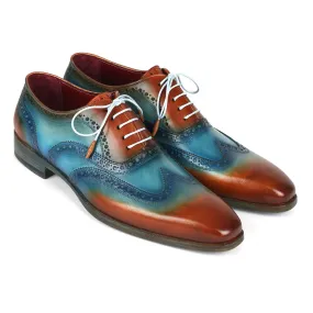 Paul Parkman 228-TRQ Men's Shoes Turquoise & Tobacco Wingtip Oxfords (PM6376)