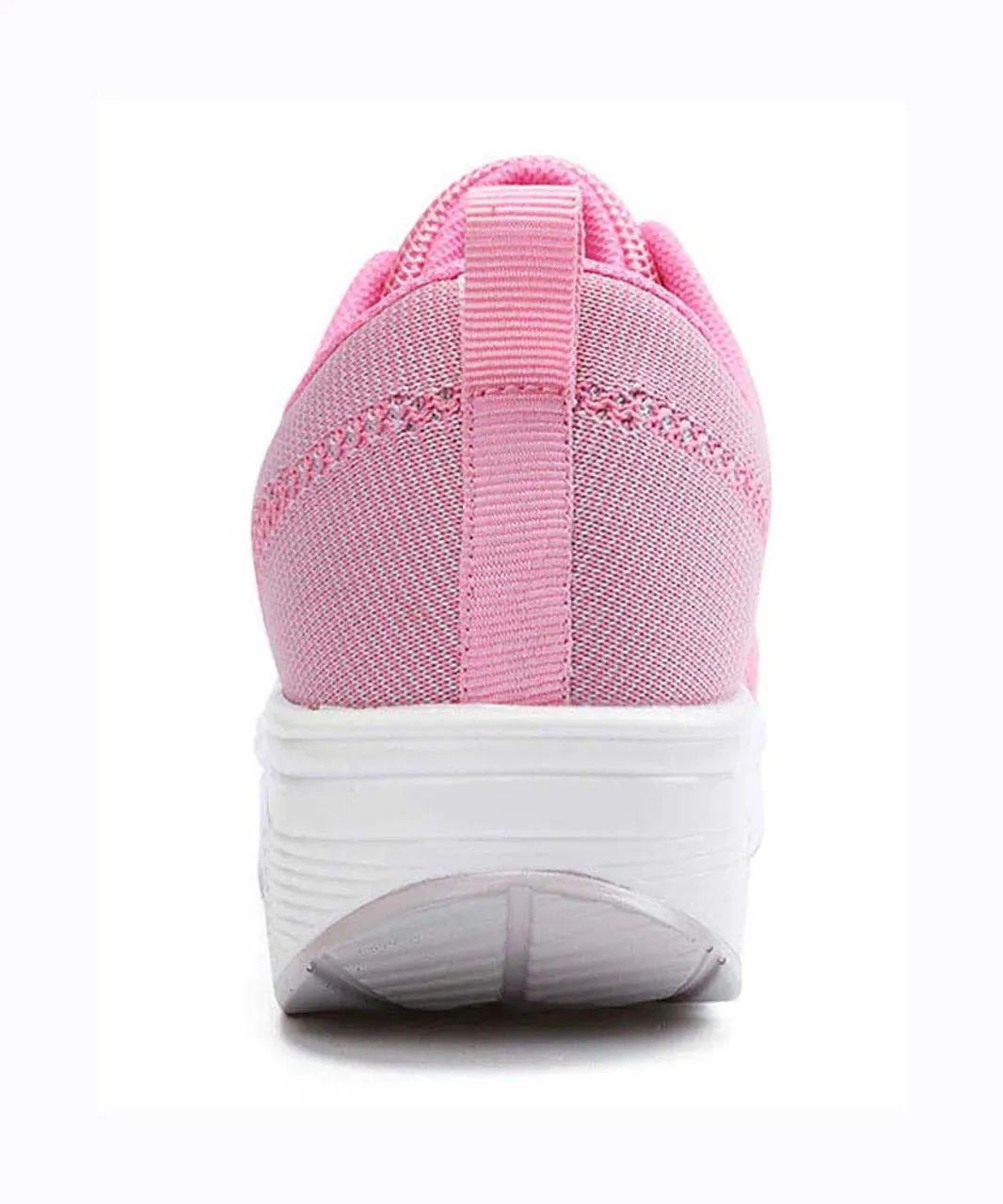 Pink grey stripe flyknit rocker bottom shoe sneaker