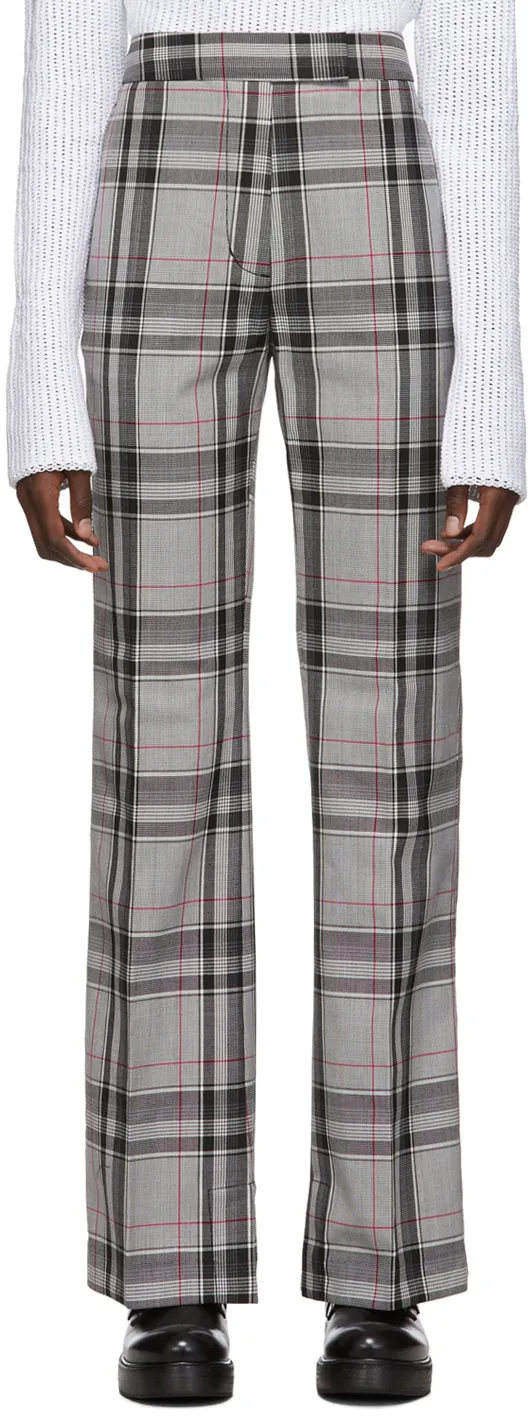 Plaid Topstitch Seam-line Pant