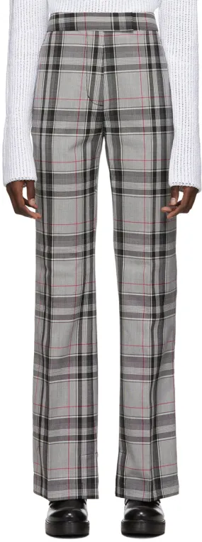 Plaid Topstitch Seam-line Pant