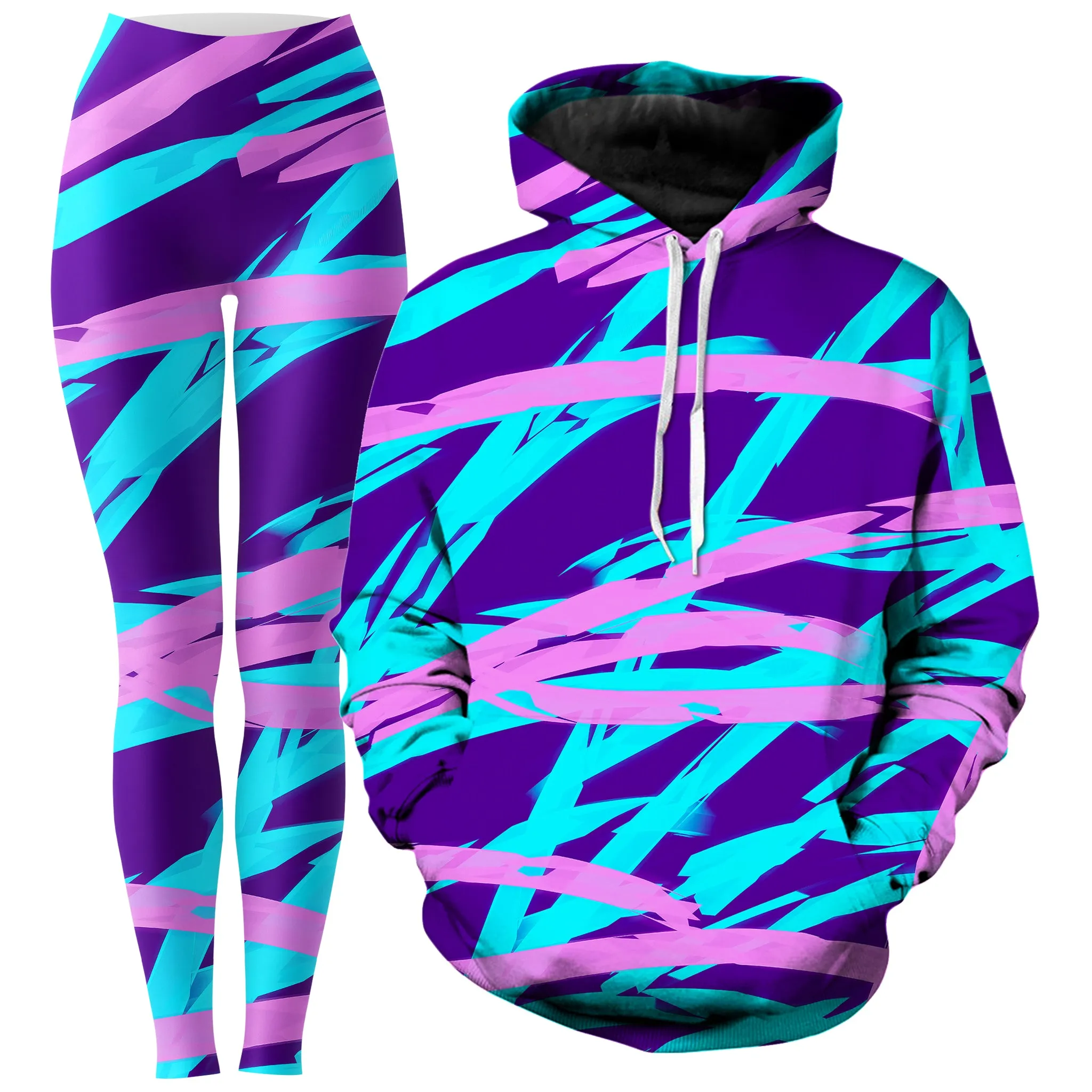 Purple and Blue Rave Abstract Hoodie and Leggings Combo