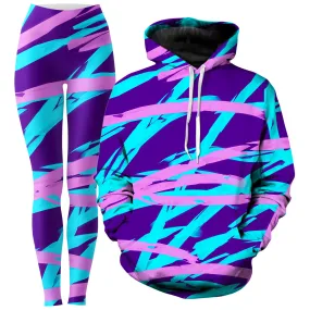 Purple and Blue Rave Abstract Hoodie and Leggings Combo