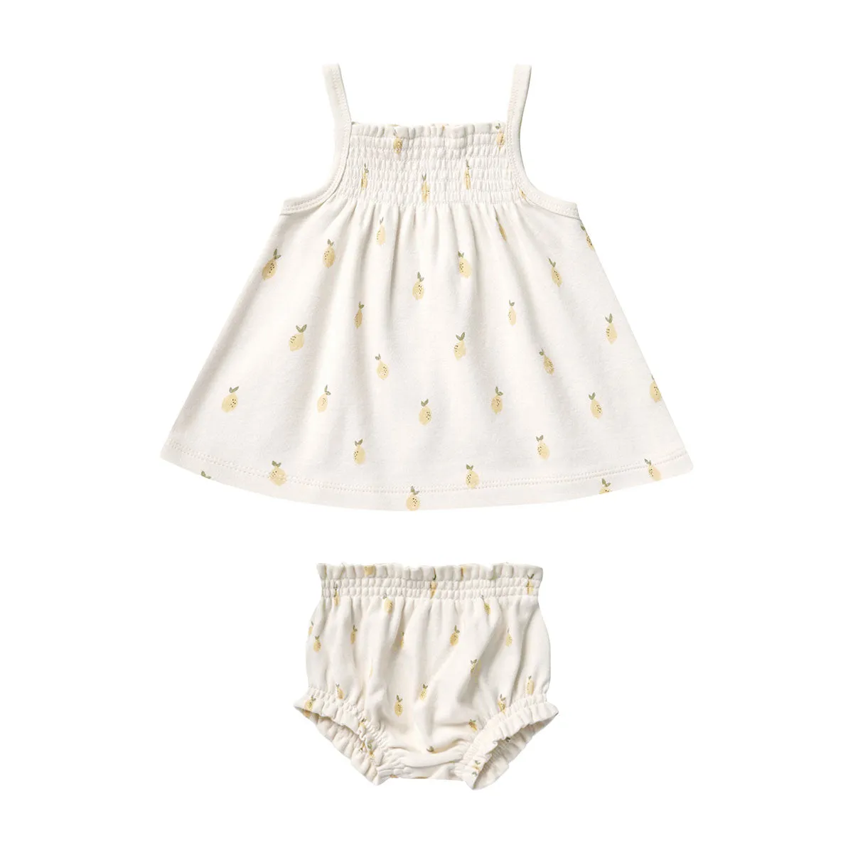 Quincy Mae Smocked Tank + Bloomer Set - Lemons