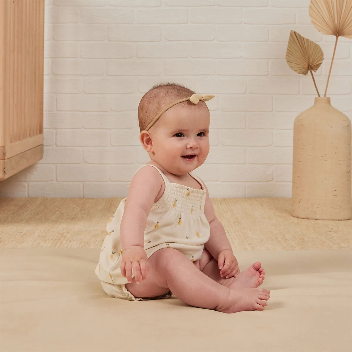 Quincy Mae Smocked Tank + Bloomer Set - Lemons