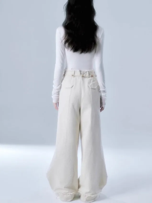 Raw Edge Wide Leg Jeans & Accessory Belt