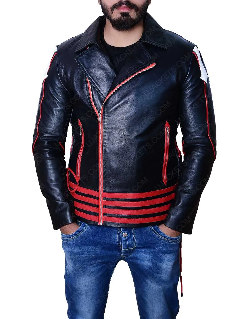 Red And Black Freddie Mercury Leather Jacket - Rockstar Freddie Mercury Jacket