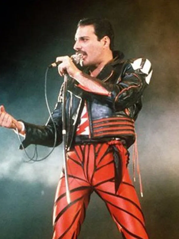 Red And Black Freddie Mercury Leather Jacket - Rockstar Freddie Mercury Jacket