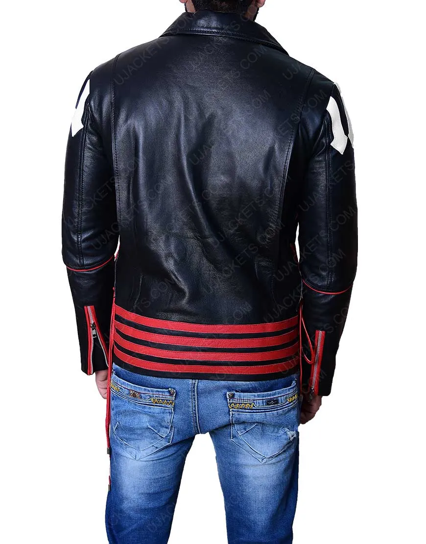 Red And Black Freddie Mercury Leather Jacket - Rockstar Freddie Mercury Jacket