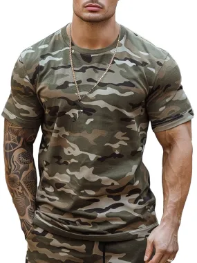 Retro Camo Print Breathable Short Sleeve T-shirt