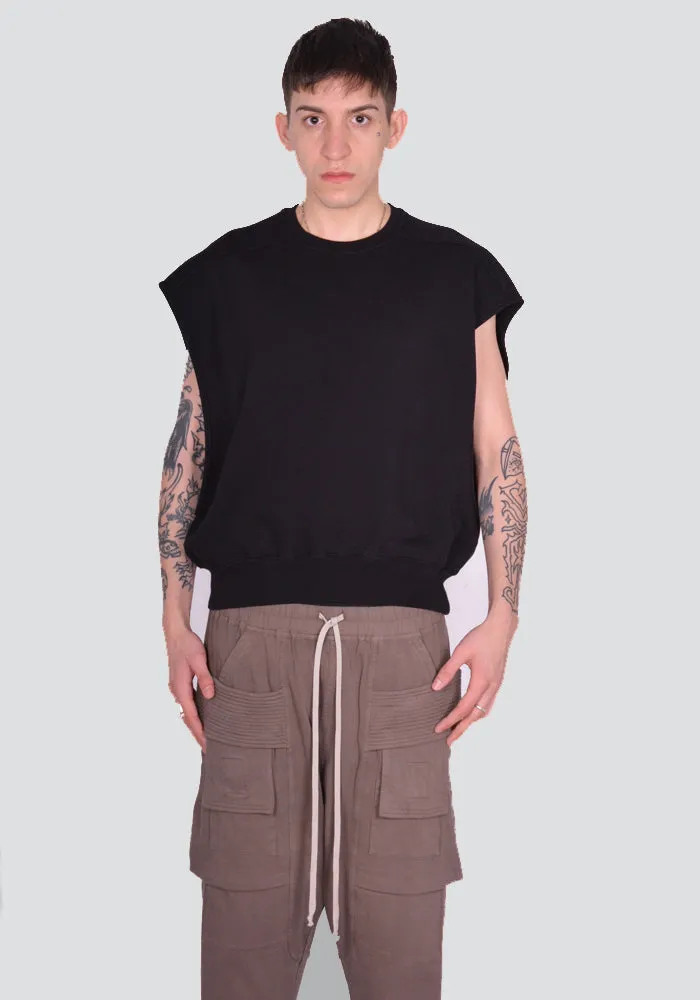 RICK OWENS DRKSHDW DU01D1155 F TATLIN SLEEVELESS SWEATSHIRT BLACK