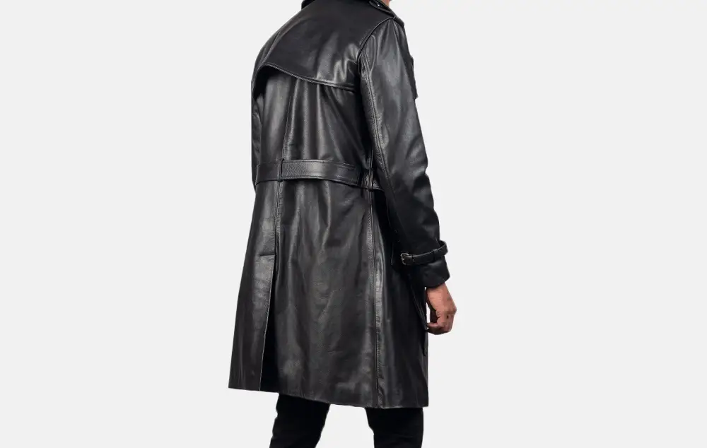 Royson Black Leather Duster Coat