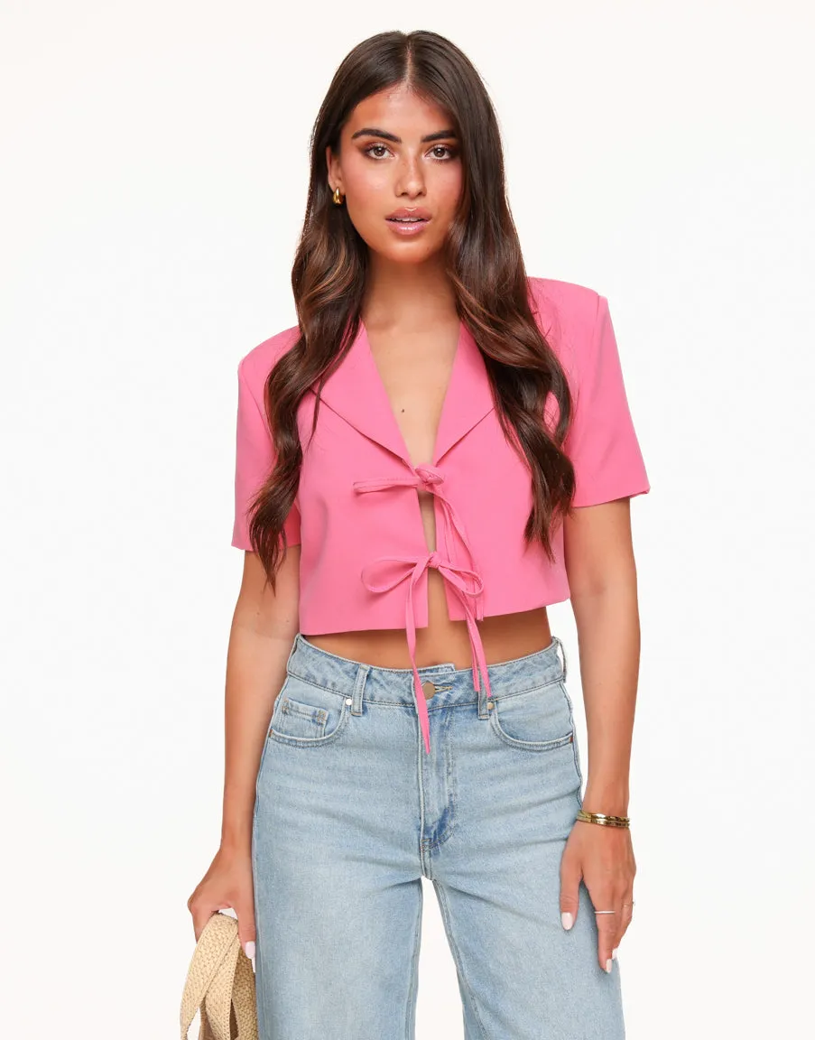 Roze Strikjes Cropped - Blazer