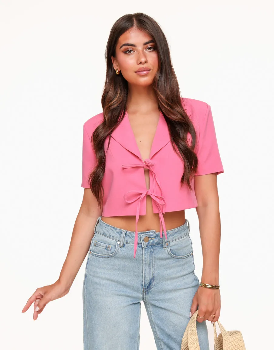 Roze Strikjes Cropped - Blazer