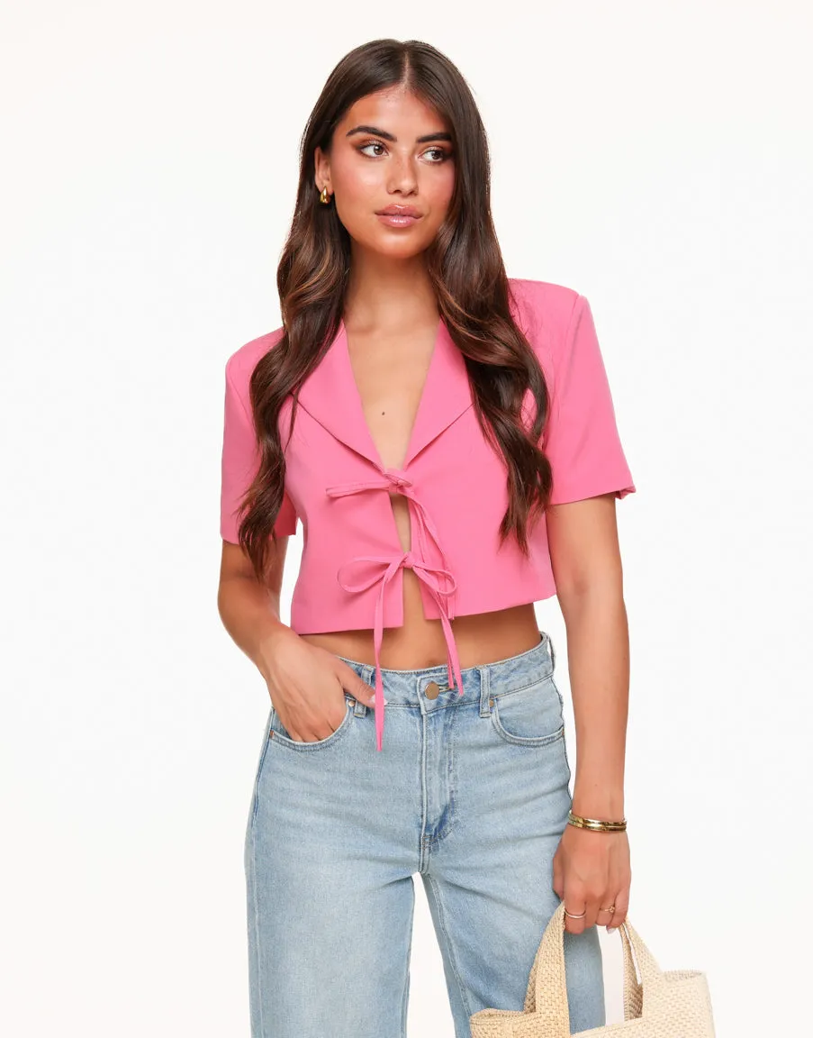 Roze Strikjes Cropped - Blazer